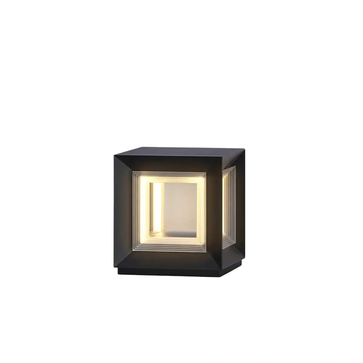 Arcato Modern LED Outdoor Pillar Lights - Black Metal Cube Design