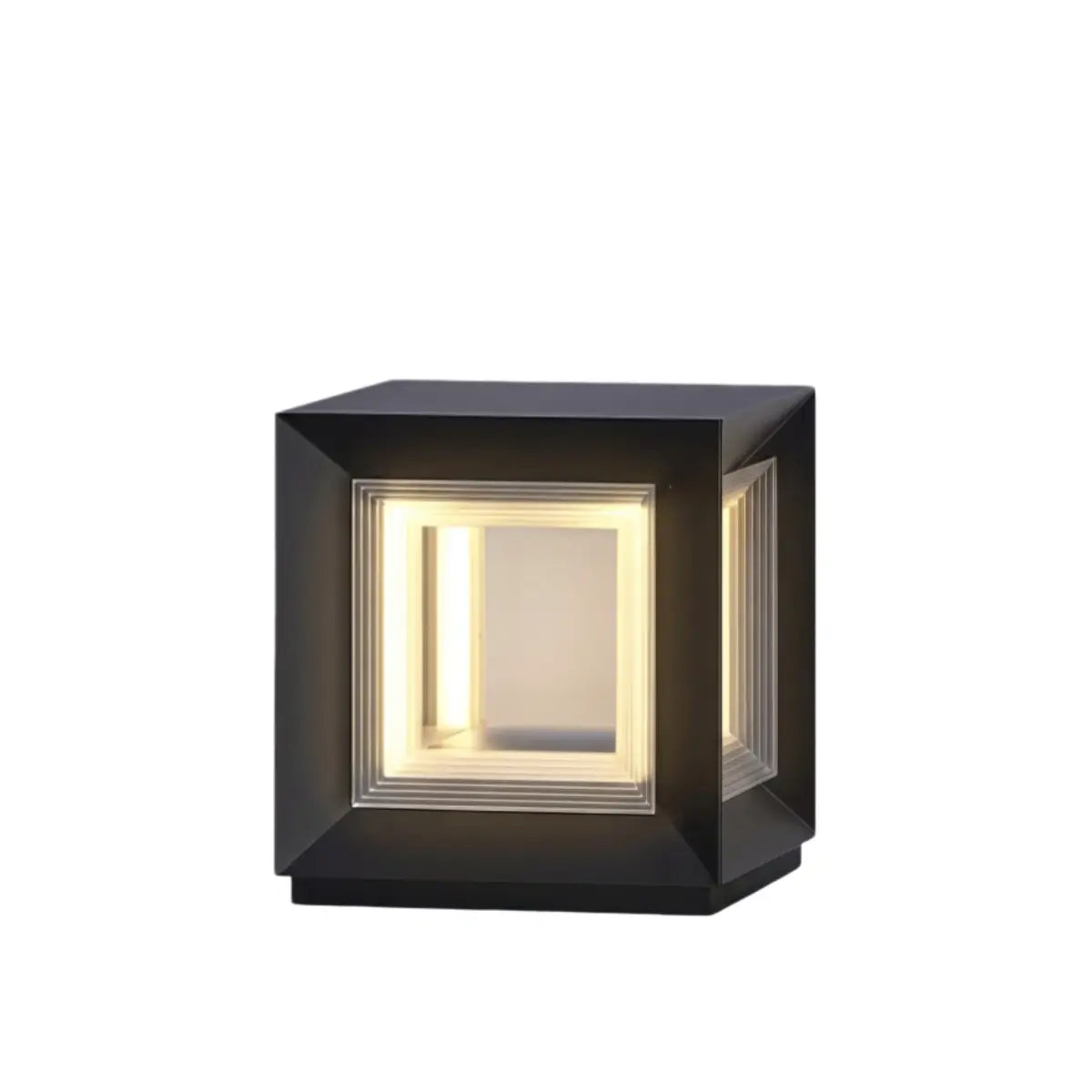 Arcato Modern LED Outdoor Pillar Lights - Black Metal Cube Design