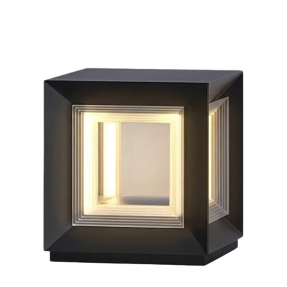 Arcato Modern LED Outdoor Pillar Lights - Black Metal Cube Design