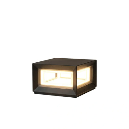 Arcato Modern LED Outdoor Pillar Lights - Black Metal Cube Design