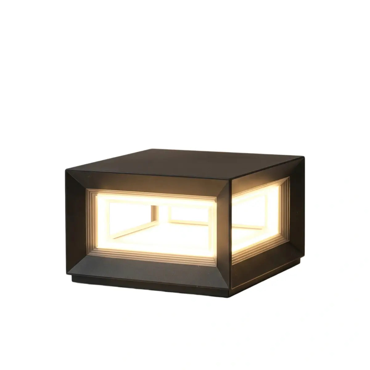 Arcato Modern LED Outdoor Pillar Lights - Black Metal Cube Design