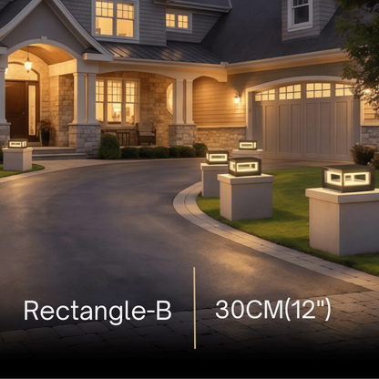Arcato Modern LED Outdoor Pillar Lights - Black Metal Cube Design