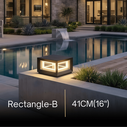 Arcato Modern LED Outdoor Pillar Lights - Black Metal Cube Design
