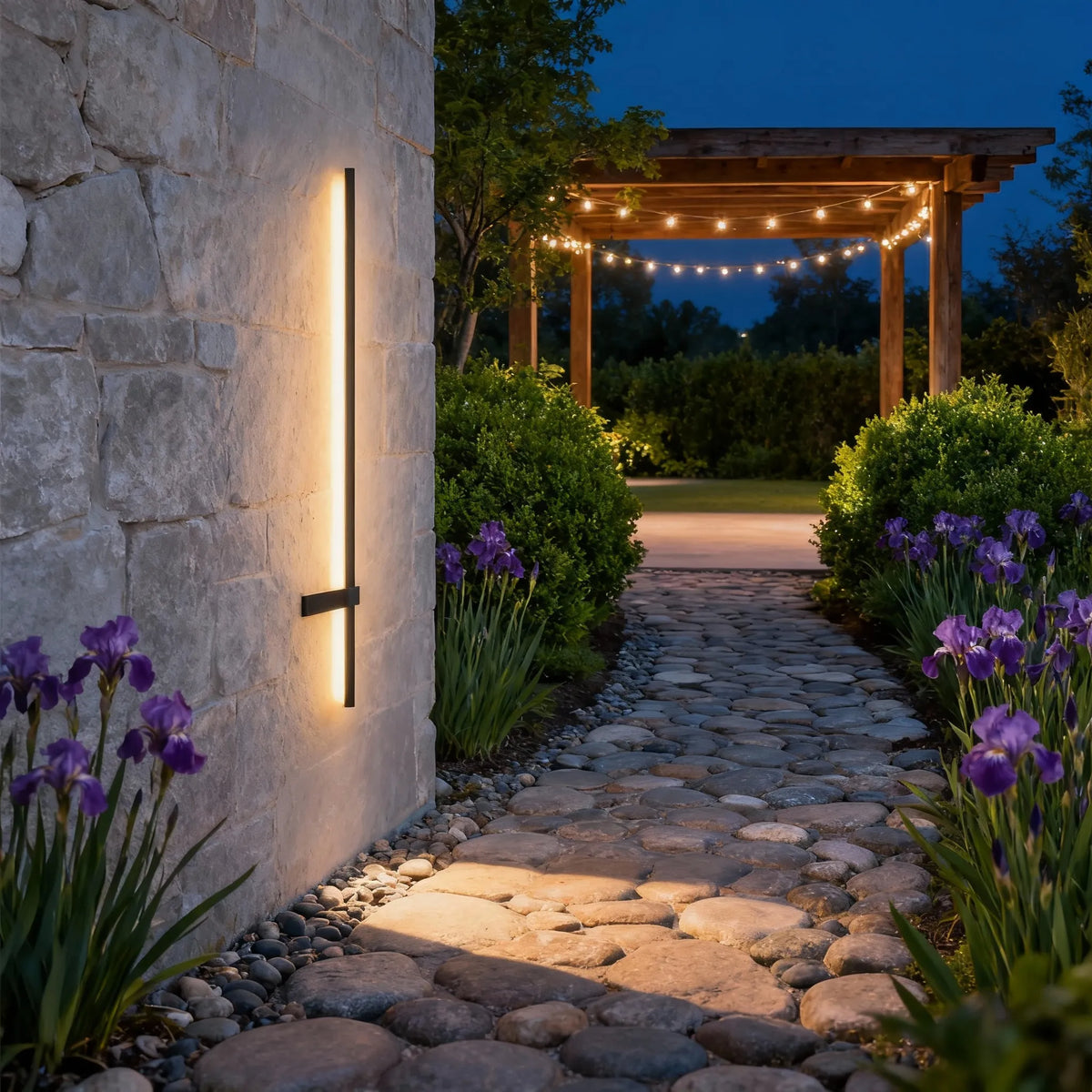 Arcato Modern Linear LED Wall Lamp – Black Solar & Sensor Light Outdoor