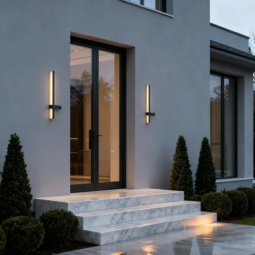 Arcato Modern Linear LED Wall Lamp – Black Solar & Sensor Light Outdoor