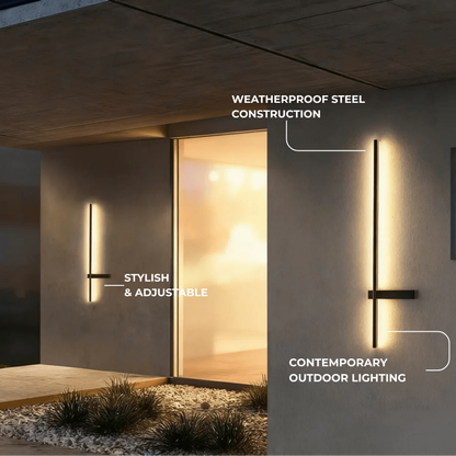 Arcato Modern Linear LED Wall Lamp – Black Solar & Sensor Light Outdoor