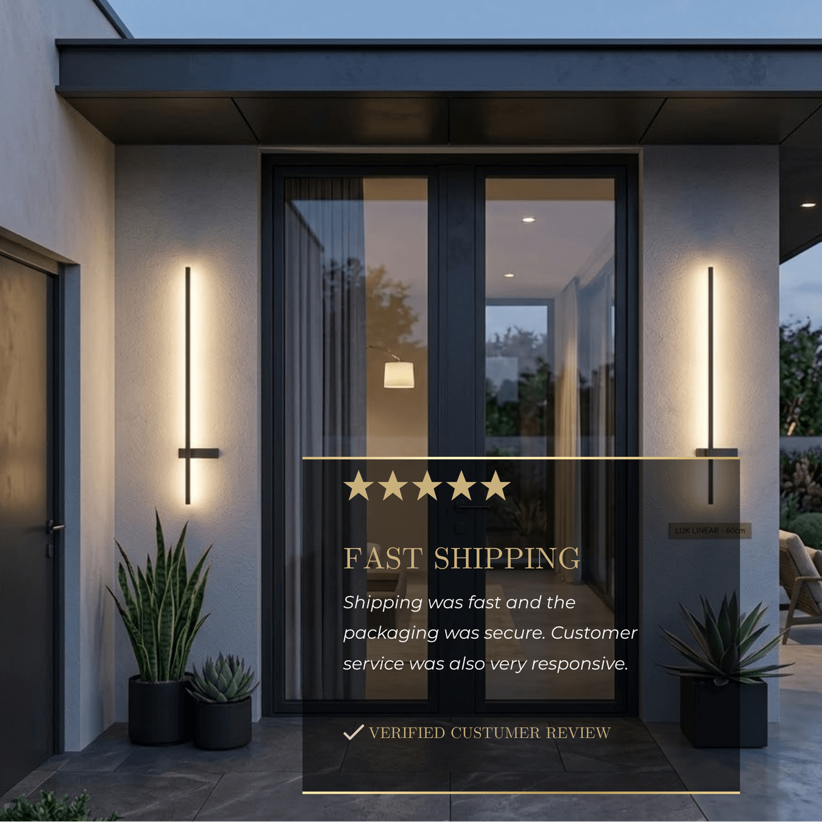 Arcato Modern Linear LED Wall Lamp – Black Solar & Sensor Light Outdoor