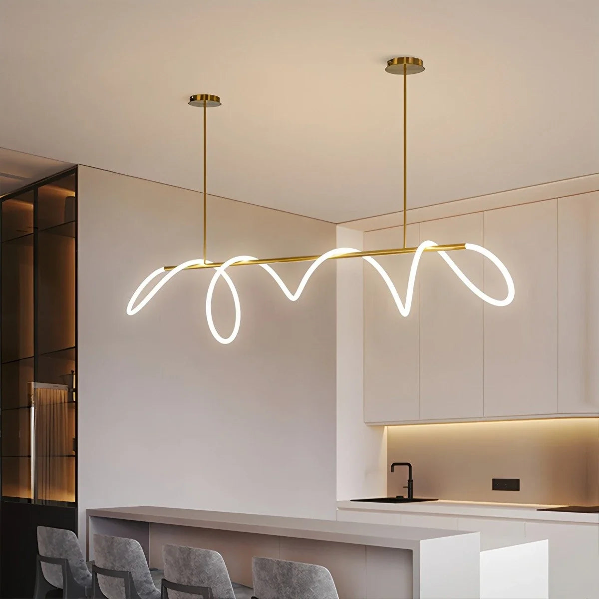 Nuvlight Modern Long Hose Led Pendant Light for Dining Room