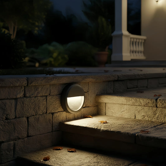 Nuvlight Modern Metal/Acrylic Outdoor Deck Step Lights - Black Round/Square Staircase