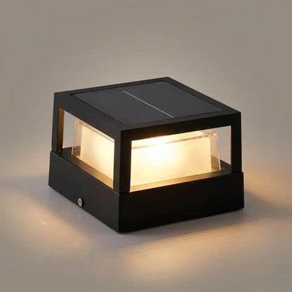 Stellar Modern Metal Outdoor Lamp - Black Cube & Cylinder Design