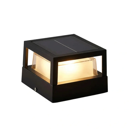 Stellar Modern Metal Outdoor Lamp - Black Cube & Cylinder Design