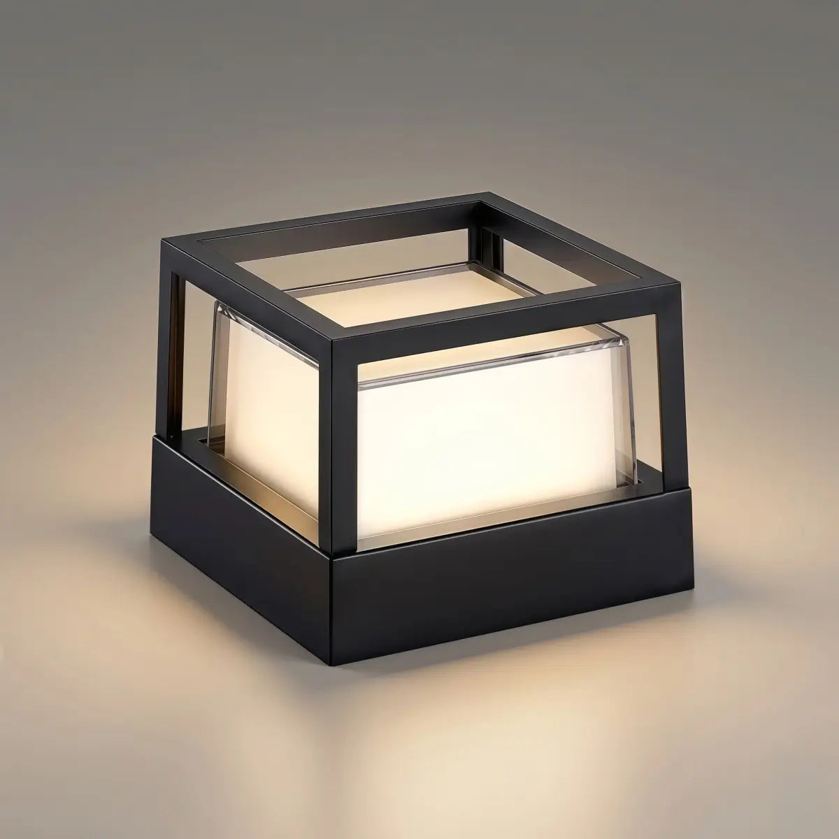 Stellar Modern Metal Outdoor Lamp - Black Cube & Cylinder Design
