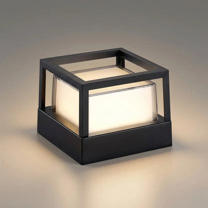 Stellar Modern Metal Outdoor Lamp - Black Cube & Cylinder Design