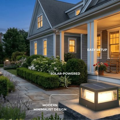 Stellar Modern Metal Outdoor Lamp - Black Cube & Cylinder Design
