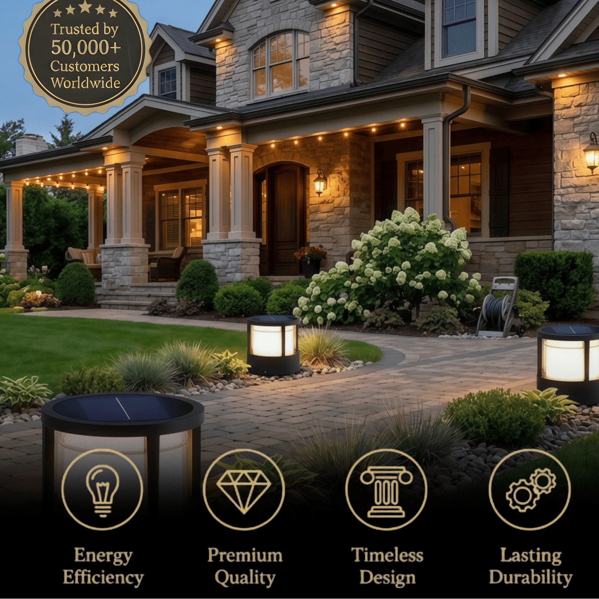 Stellar Modern Metal Outdoor Lamp - Black Cube & Cylinder Design