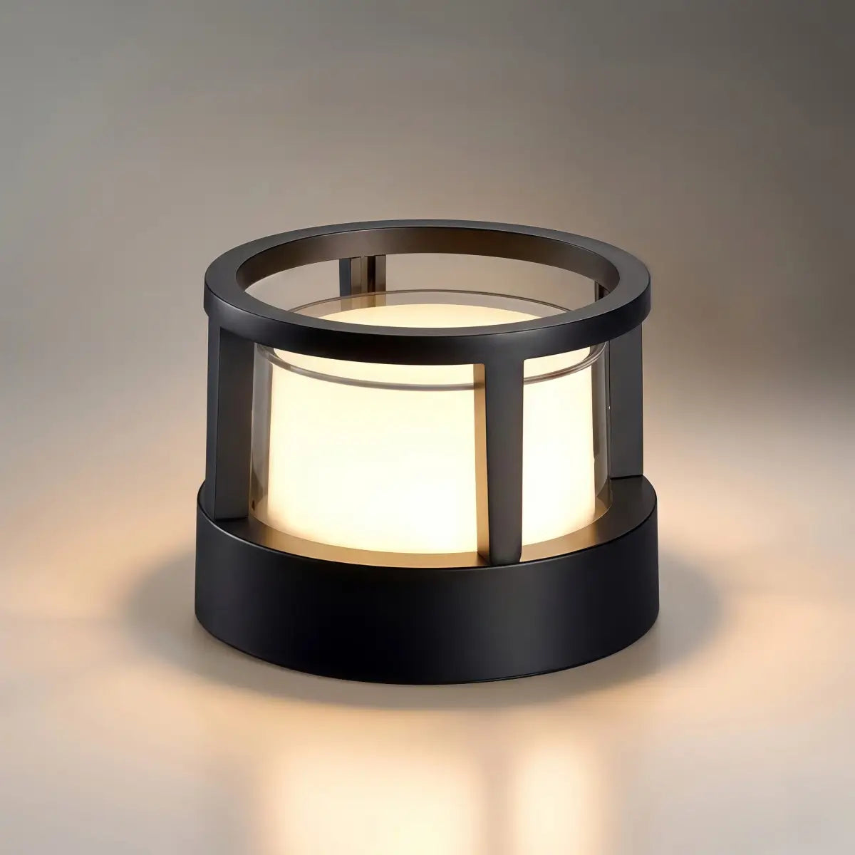 Stellar Modern Metal Outdoor Lamp - Black Cube & Cylinder Design