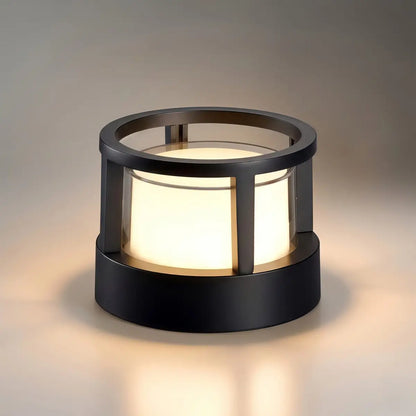 Stellar Modern Metal Outdoor Lamp - Black Cube & Cylinder Design