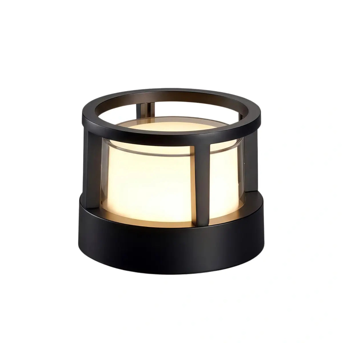 Stellar Modern Metal Outdoor Lamp - Black Cube & Cylinder Design