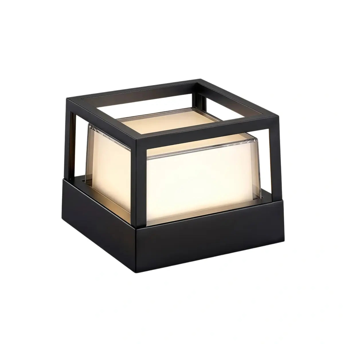 Stellar Modern Metal Outdoor Lamp - Black Cube & Cylinder Design