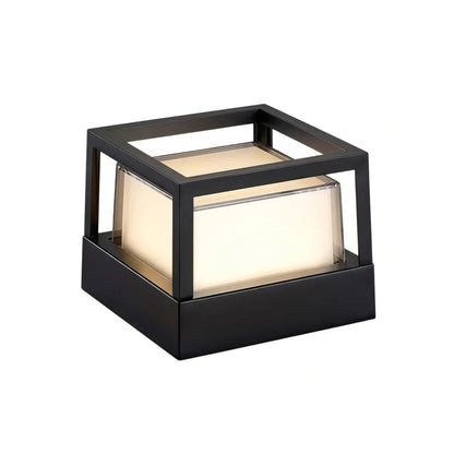 Stellar Modern Metal Outdoor Lamp - Black Cube & Cylinder Design