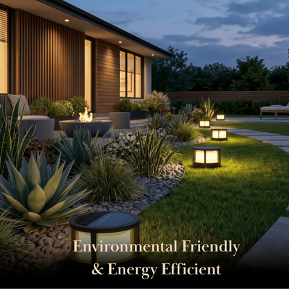 Stellar Modern Metal Outdoor Lamp - Black Cube & Cylinder Design