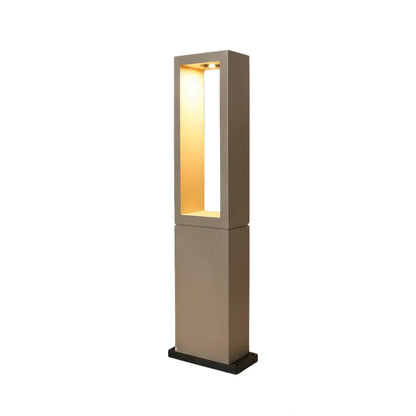 Nuvlight Modern Metal Outdoor Path Light - Gray Rectangular Hollow Walkway