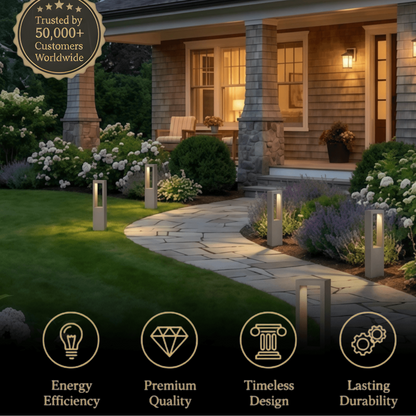 Sandora Modern Metal Outdoor Path Light - Gray Rectangular Hollow Walkway