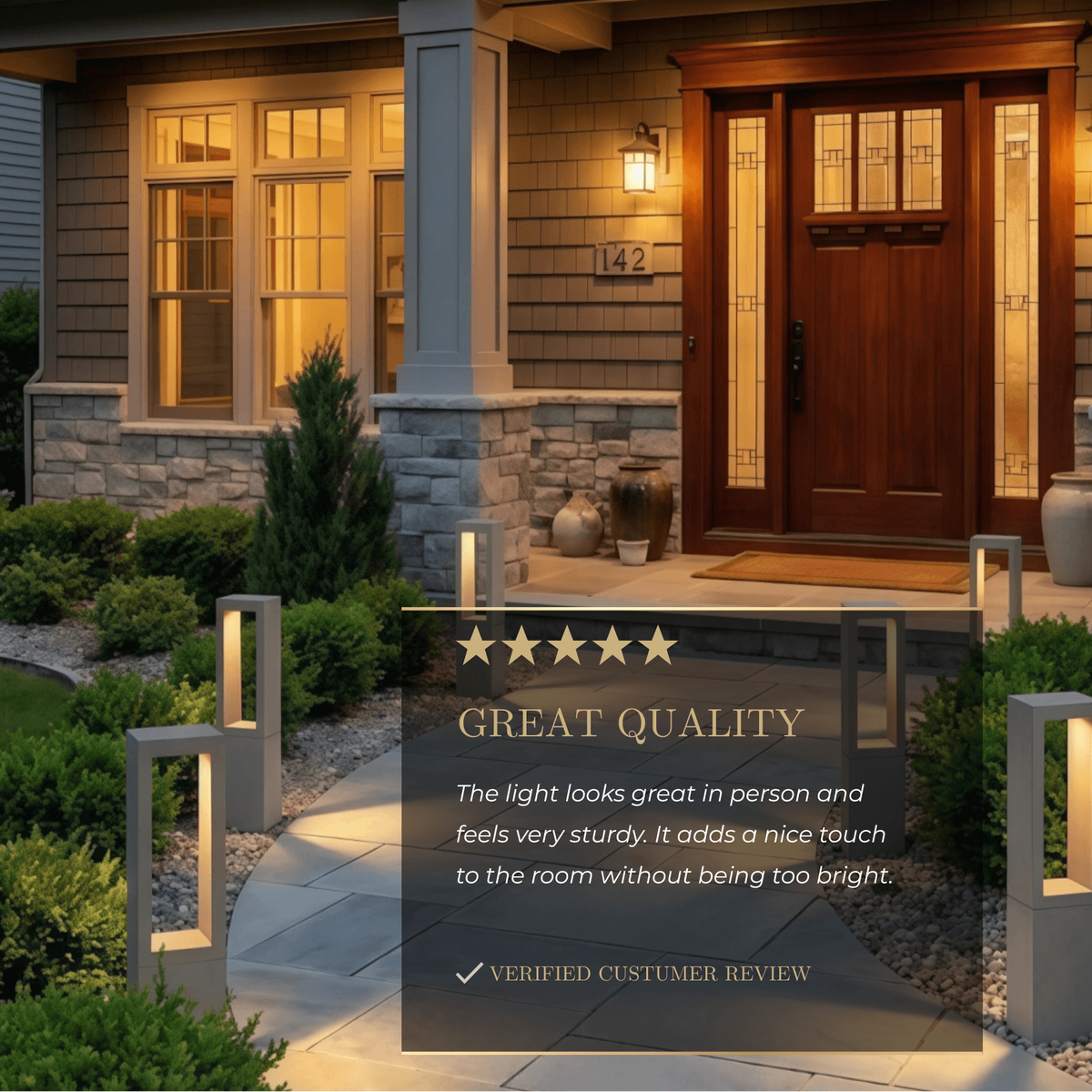 Sandora Modern Metal Outdoor Path Light - Gray Rectangular Hollow Walkway