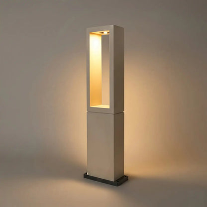 Sandora Modern Metal Outdoor Path Light - Gray Rectangular Hollow Walkway