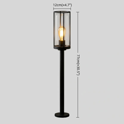 Vetro Modern Metal Outdoor Pillar Light/Pathway Light - Black Lantern Shape, Cylindrical