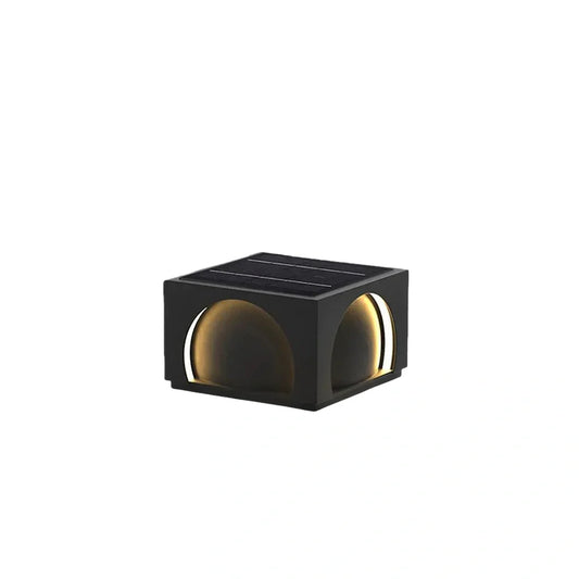 Nuvlight Modern Metal Outdoor Solar Pillar Lights - Black Rectangular Lamp Garden