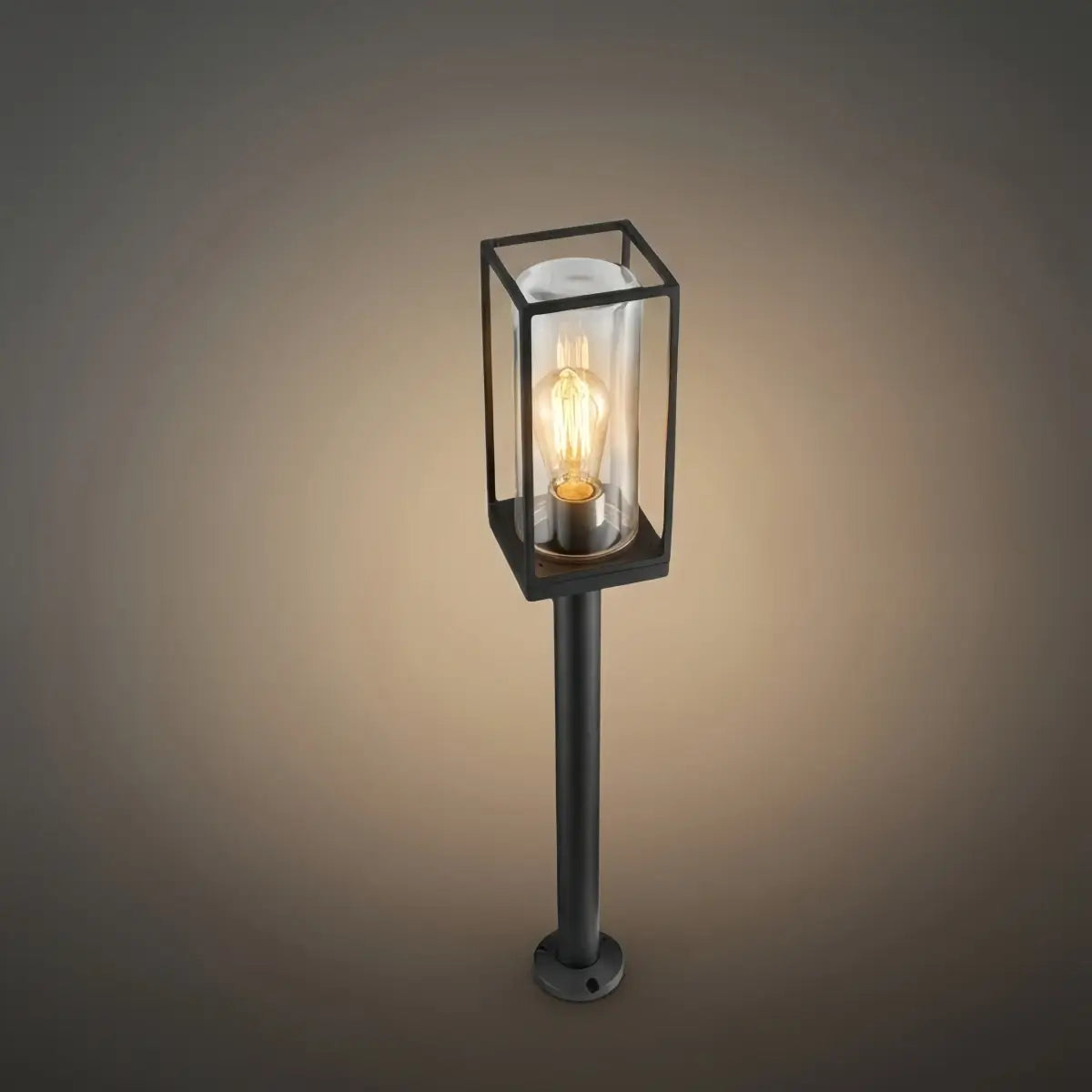 Irondale Industrial Modern Rectangular Outdoor Pathway Light - Black Metal for Courtyard