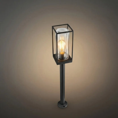 Irondale Industrial Modern Rectangular Outdoor Pathway Light - Black Metal for Courtyard