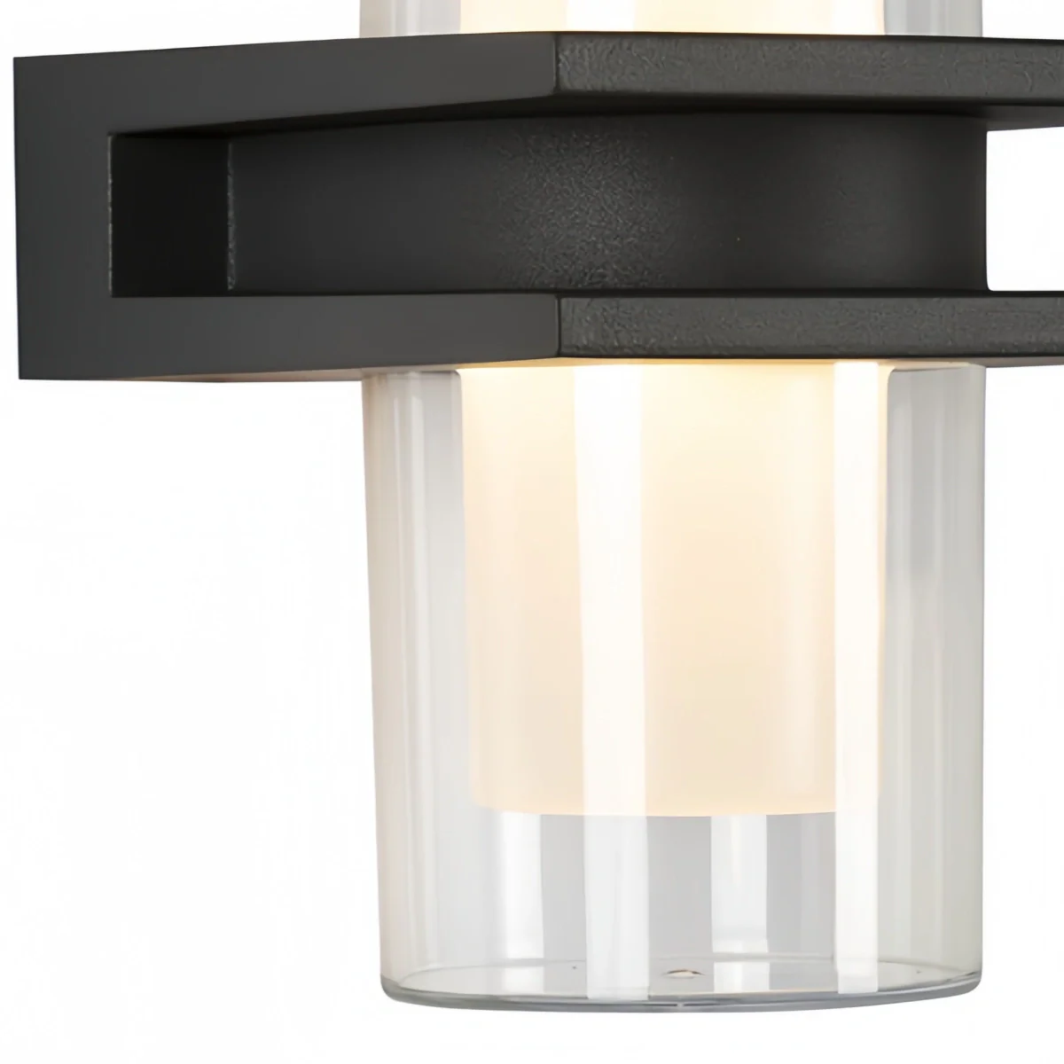 Arcato Modern Outdoor Wall Sconce - Black Metal & Glass Cylindrical Design for Garden