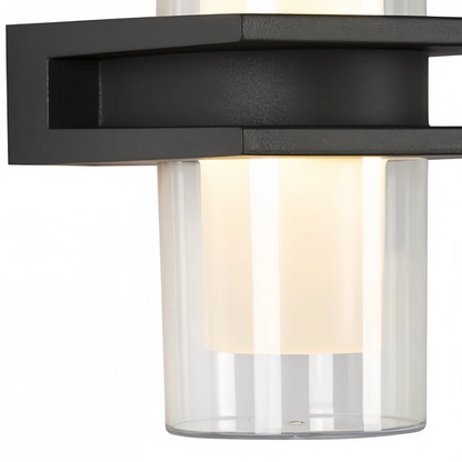 Arcato Modern Outdoor Wall Sconce - Black Metal & Glass Cylindrical Design for Garden