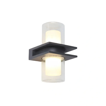 Nuvlight - Black Metal & Glass Cylindrical Design for Garden