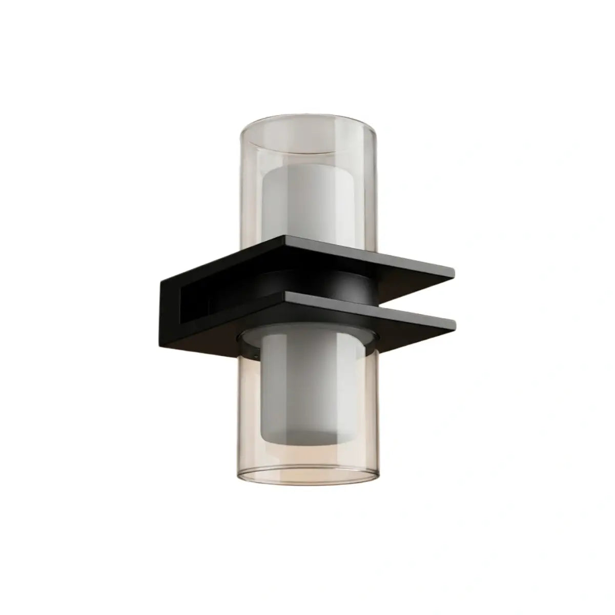 Arcato Modern Outdoor Wall Sconce - Black Metal & Glass Cylindrical Design for Garden