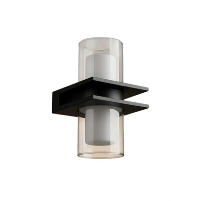 Arcato Modern Outdoor Wall Sconce - Black Metal & Glass Cylindrical Design for Garden