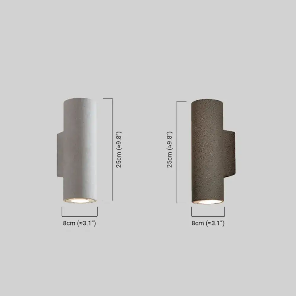 Arcato Modern Outdoor Wall Sconce- Black/White Cement Cylindrical Light for Courtyard