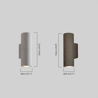 Arcato Modern Outdoor Wall Sconce- Black/White Cement Cylindrical Light for Courtyard