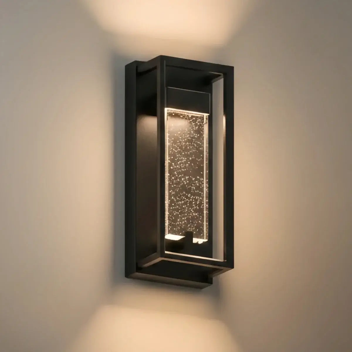 Arcato Modern Outdoor Wall Sconce, Black Stainless Steel Open Frame Light for Patio/Entryway