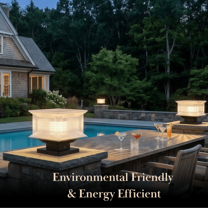 Arcato Modern Rectangular LED Outdoor Pillar Light – Solar Metal & Acrylic Garden