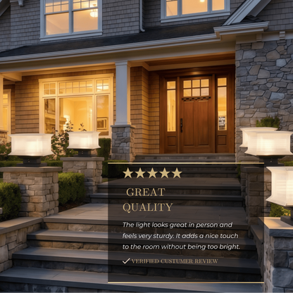 Arcato Modern Rectangular LED Outdoor Pillar Light – Solar Metal & Acrylic Garden