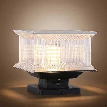 Arcato Modern Rectangular LED Outdoor Pillar Light – Solar Metal & Acrylic Garden