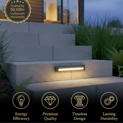 Arcato Modern Rectangular Outdoor Deck Step Light - Black Metal/Acrylic for Staircase