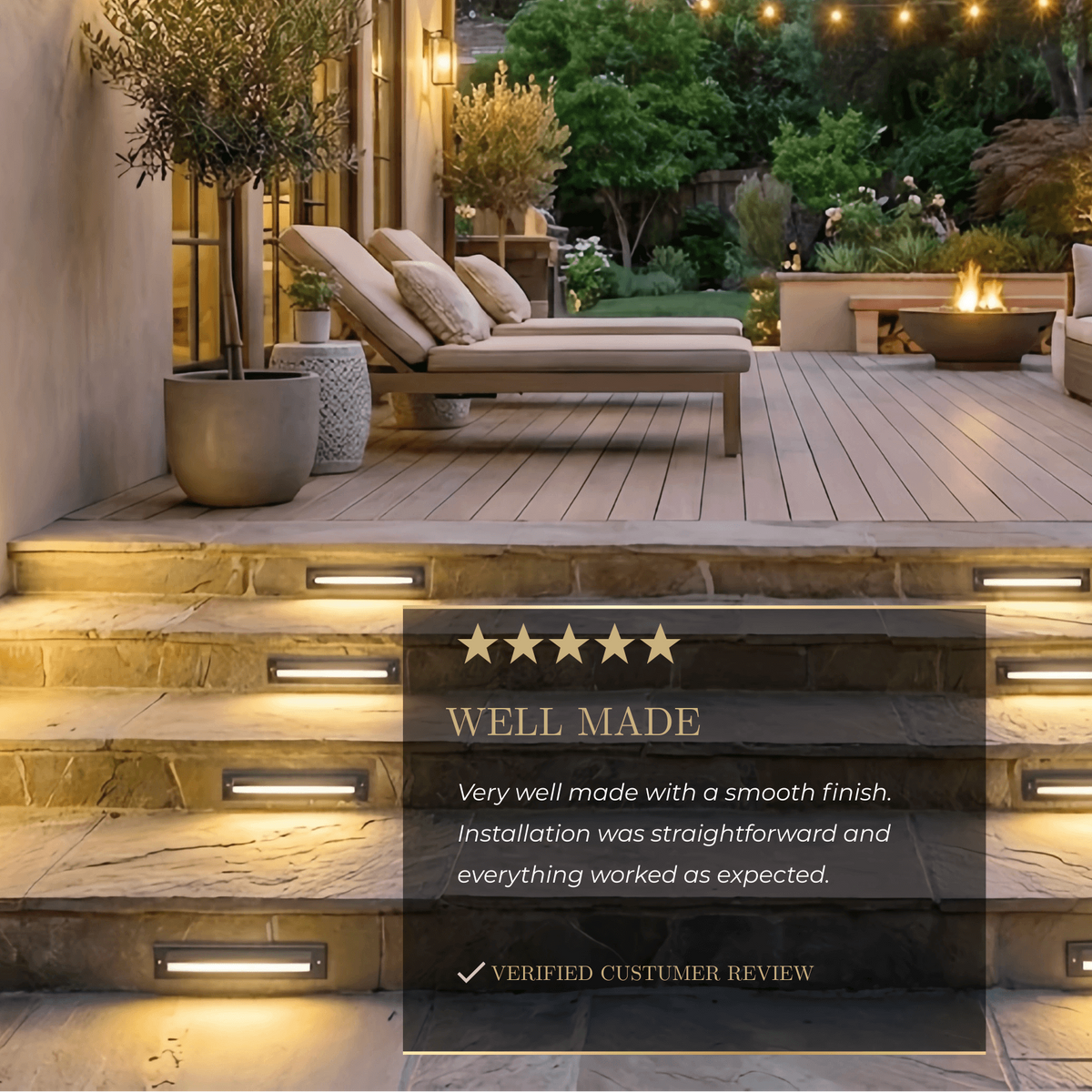 Arcato Modern Rectangular Outdoor Deck Step Light - Black Metal/Acrylic for Staircase