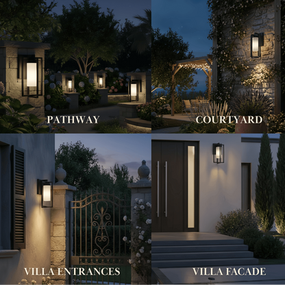 Arcato Modern Rectangular Outdoor Wall Sconce - Black Metal for Courtyard