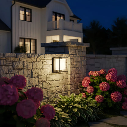 Nuvlight Modern Rectangular Outdoor Wall Sconce – Black Acrylic Solar Light with Sensor