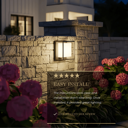 Arcato Modern Rectangular Outdoor Wall Sconce – Black Acrylic Solar Light with Sensor