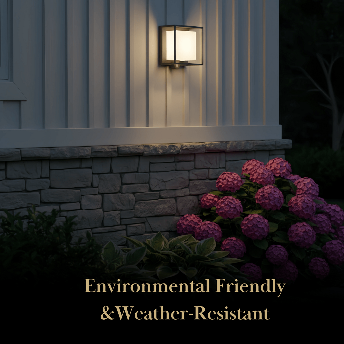 Arcato Modern Rectangular Outdoor Wall Sconce – Black Acrylic Solar Light with Sensor
